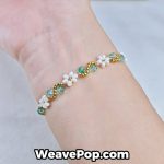 daisy seed bead bracelet on wrist – bead bracelet kit B001