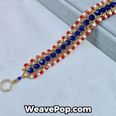 Royal Sapphire Mix bead bracelet kit B011 – sapphire blue and red beaded design