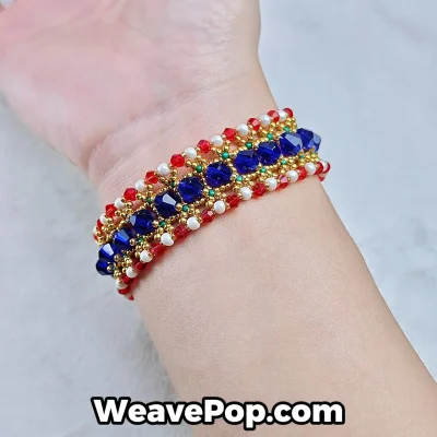 Royal Sapphire Mix bead bracelet worn on wrist – B011 sapphire bead kit