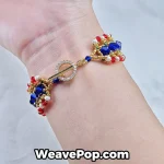 sapphire blue and red beaded bracelet – intermediate bead bracelet kit B011