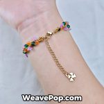 spring-style flower bead bracelet worn on wrist – beginner-friendly kit