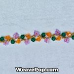 close-up of colorful flower seed bead pattern with diamond beads – B019 bracelet detail
