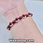 ruby pearl crystal bracelet worn on wrist – bead bracelet kit B024