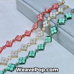 flower and square seed bead bracelet kit B026 – pink, green, and pearl designs