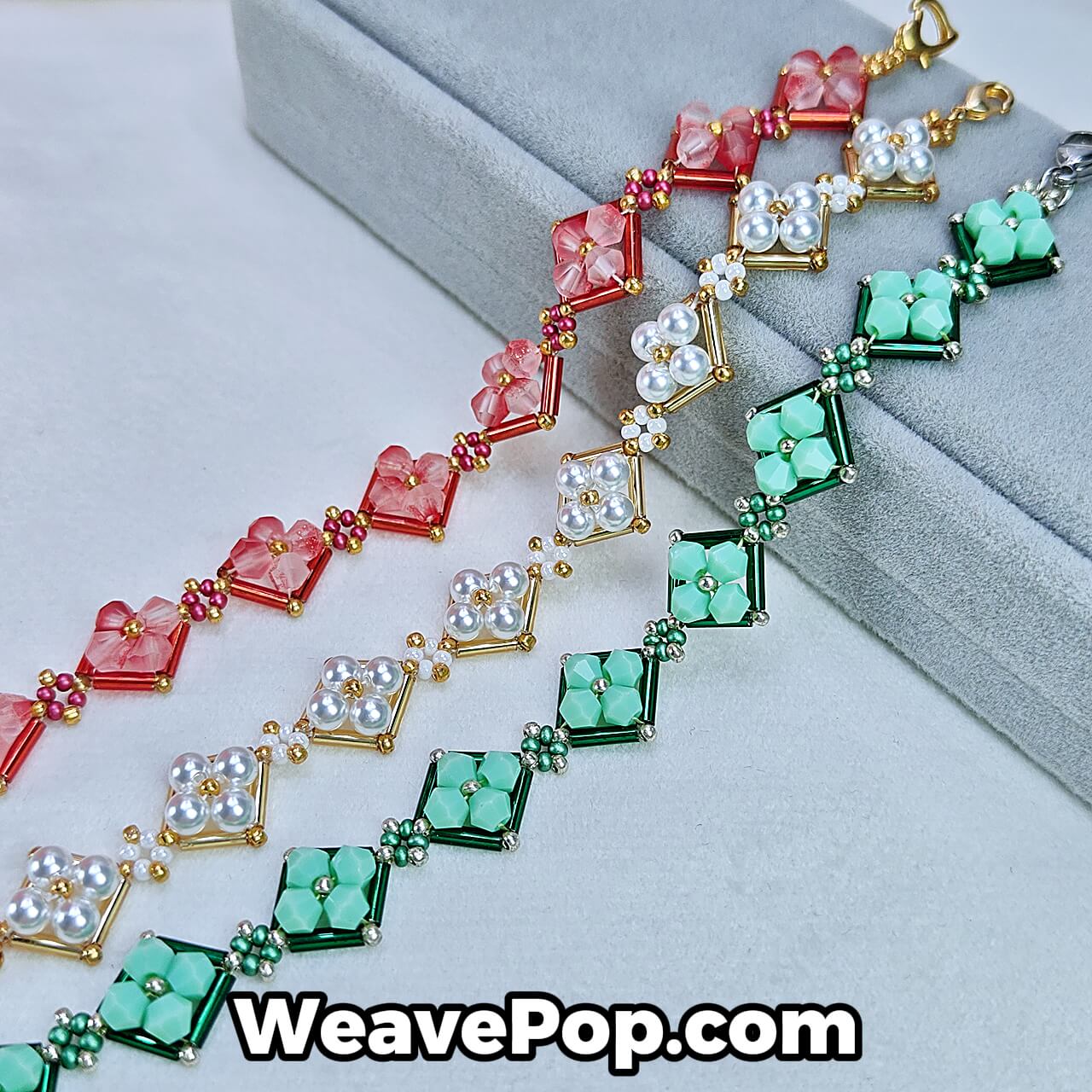 Flower & Square Bead Bracelet Kit  Seed Bead Design | B026
