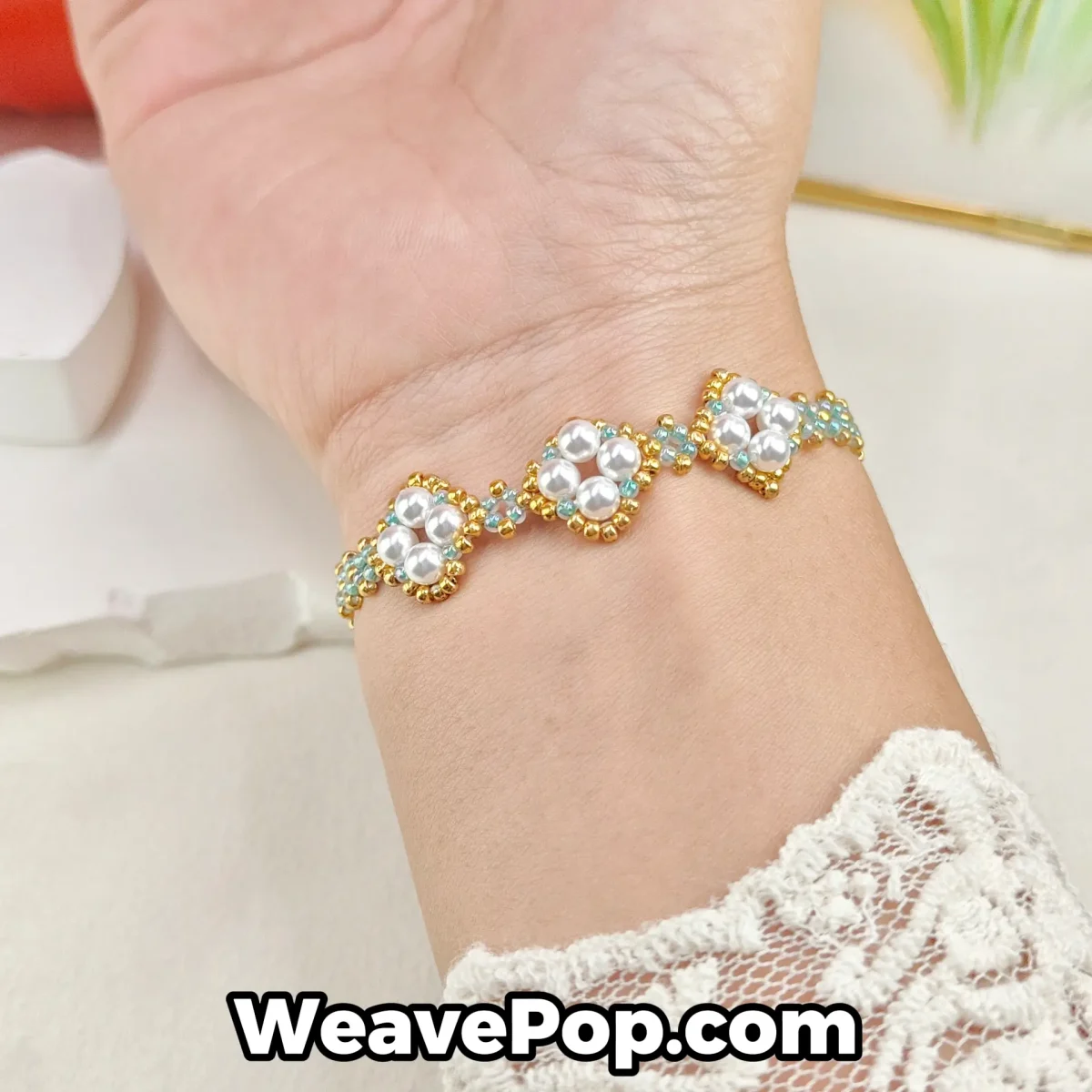 Bead bracelet kit B028 – worn view 1