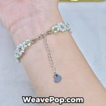 delicate mint and white bead bracelet worn on wrist – beginner bead bracelet kit