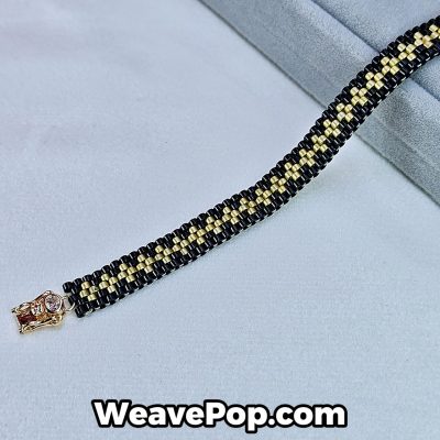 black and gold seed bead bracelet kit B035 – woven bead design