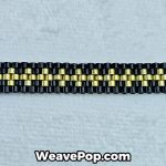 close-up of black and gold seed bead weaving pattern – bracelet detail B035