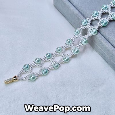 Mint Pearl Lattice bead bracelet kit B036 – Swarovski pearl design
