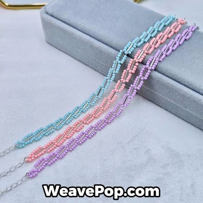 B039 bracelet DIY kit with seed beads and tube beads – finished handmade bracelet jewelry.