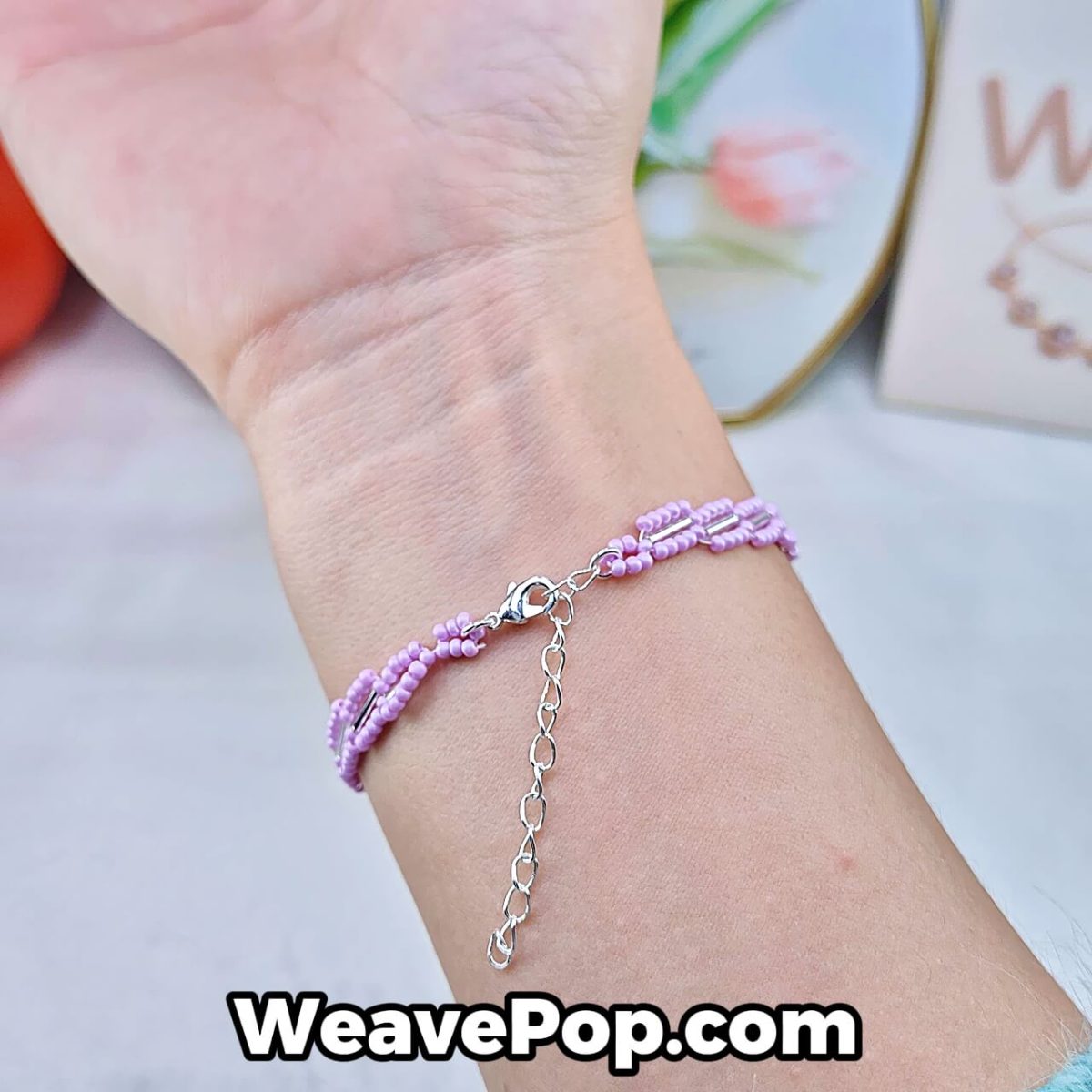 pastel lavender tube bead bracelet – beginner bead bracelet kit B039
