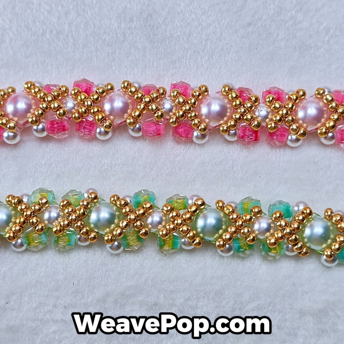 close-up pastel bead bracelet details – B040 pearl and diamond bead kit