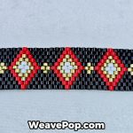 close-up of diamond seed bead pattern with vintage beads – B041 bracelet detail