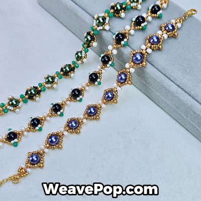 gold pearl bead bracelet kit B043 – flat lay display