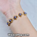 gold pearl bead bracelet kit B043 – purple colorway – worn on wrist