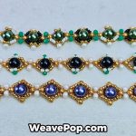 gold pearl bead bracelet kit B043 – green black purple colorways – detail shot