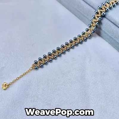 Dark grey crystal pearl bead bracelet kit with MIYUKI seed beads – B030