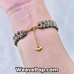 Layered dark grey pearl bracelet close up – DIY bead bracelet kit