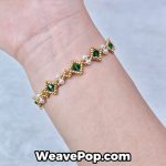 B045 gold and green bead bracelet worn on wrist – bead bracelet kit