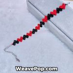 red and black heart bead bracelet kit B046 – flat lay display