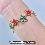 Close-up of k9 crystal beads in B051 Holly Star bead bracelet kit