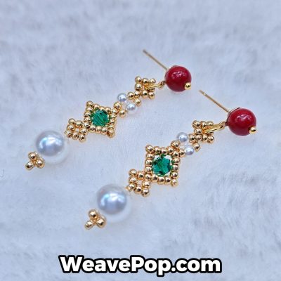 christmas crystal pearl earring making kit E001 – flat lay display