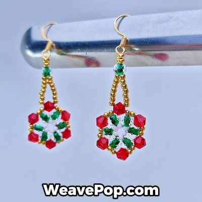 christmas snowflake beaded earring making kit E002 – hanging display