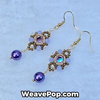 crystal dangle earring making kit E003 – deep purple – flat lay