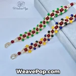 Bead bracelet kit B050 in Red–Green Classic with MIYUKI and pearl beads