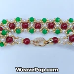 Close-up detail of Red–Green Classic beads and clasp in bead bracelet kit B050