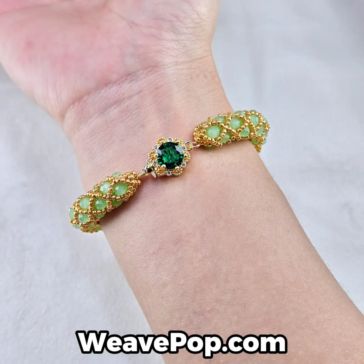 Woven bead bracelet kit B038 – bracelet wearing photo 2