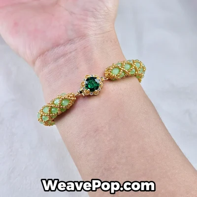 Woven bead bracelet kit B038 – bracelet wearing photo 2