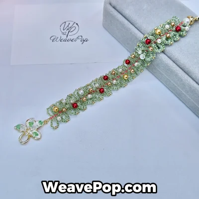 green bead bracelet kit B052 with pearls and seed beads