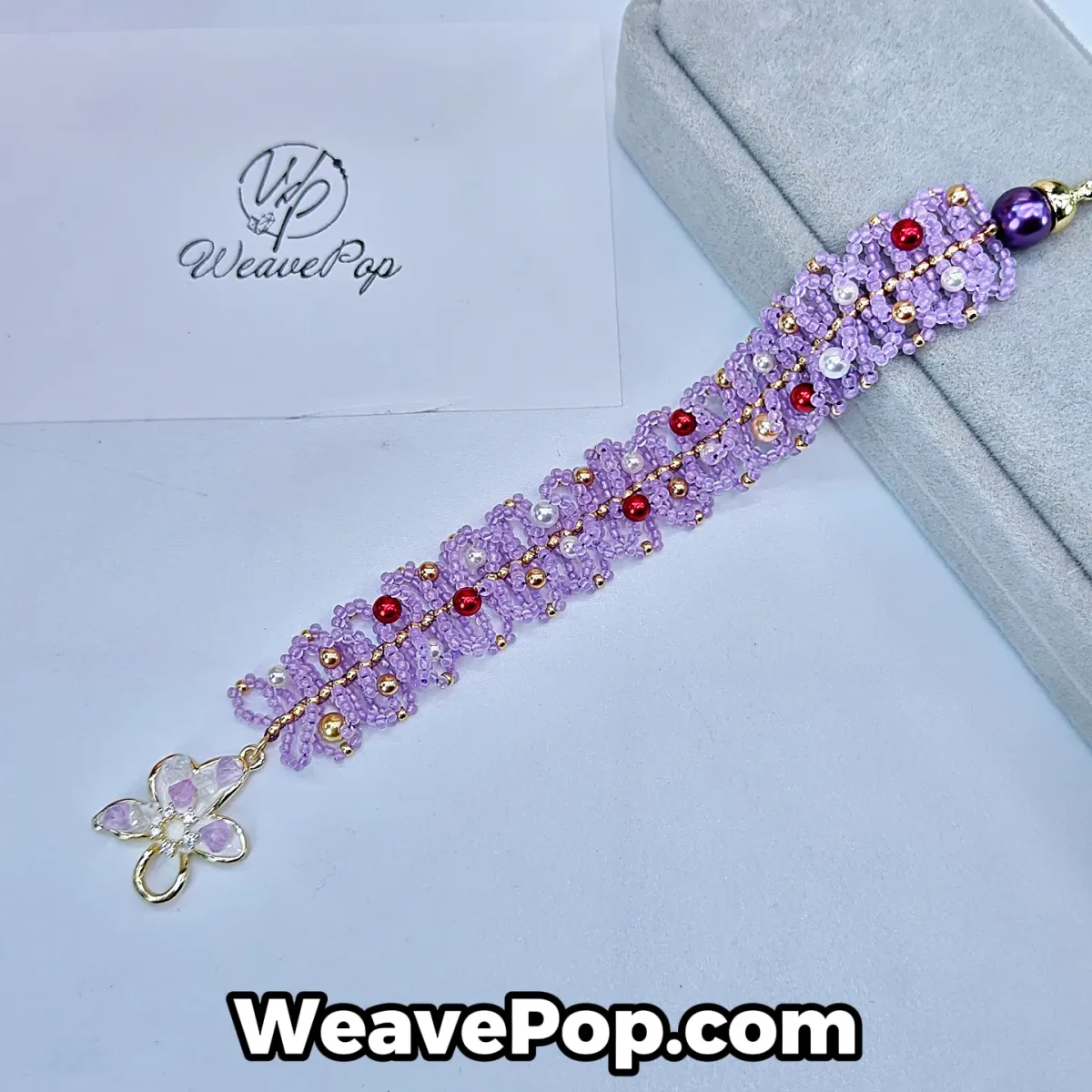 purple bead bracelet kit B052 with pearls and seed beads