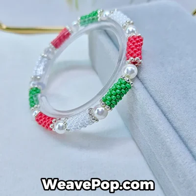 Mint Candy Mix MIYUKI bead bracelet B053 – color block bangle design