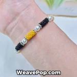 Golden Noir Mix bead bracelet worn on wrist – MIYUKI bead bracelet kit B053
