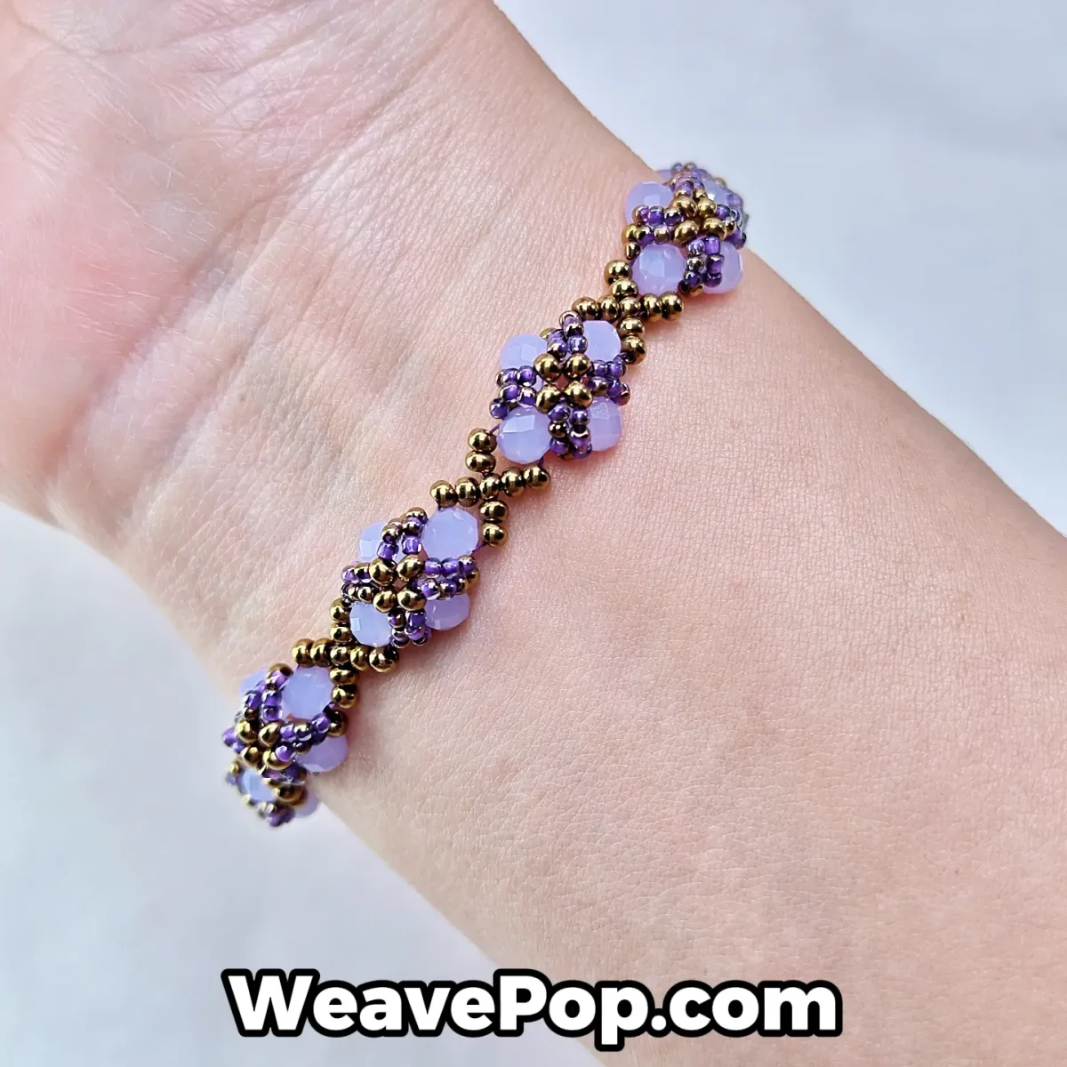 Purple bead bracelet kit B055 bracelet worn on wrist