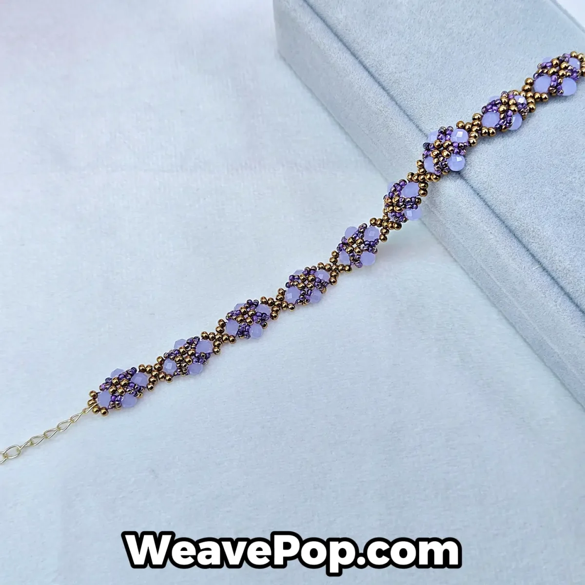 Bead bracelet kit B055 in purple color with flat beads and seed beads