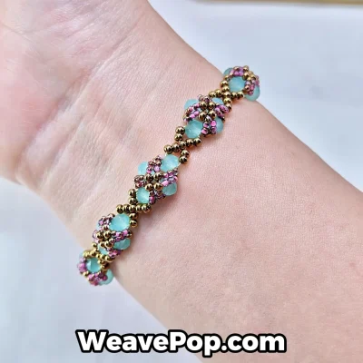 Pink bead bracelet kit B055 bracelet worn on wrist