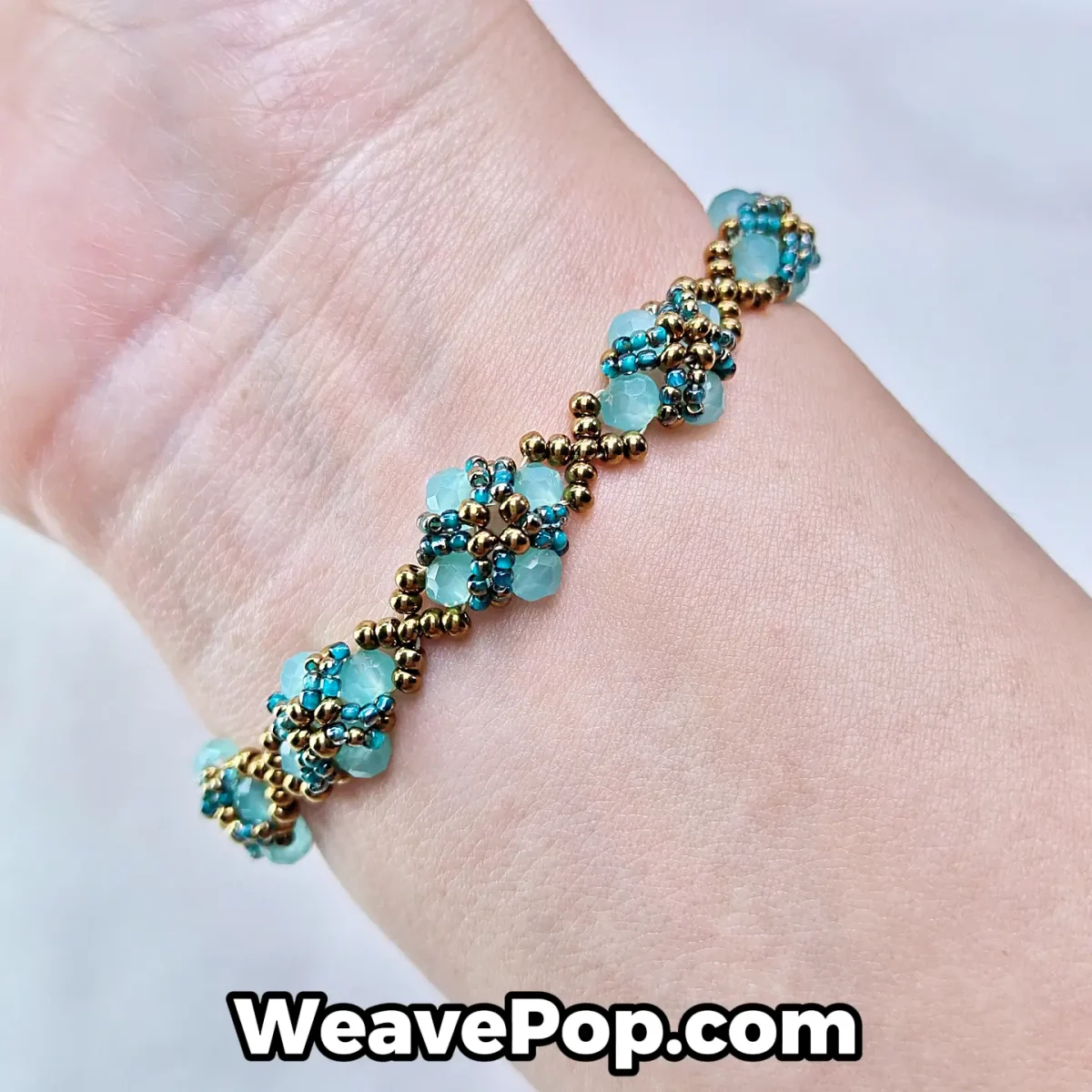 Blue bead bracelet kit B055 bracelet worn on wrist for everyday styling