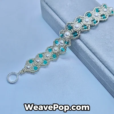 Bead bracelet kit B057 with pearls and bicone beads flat lay