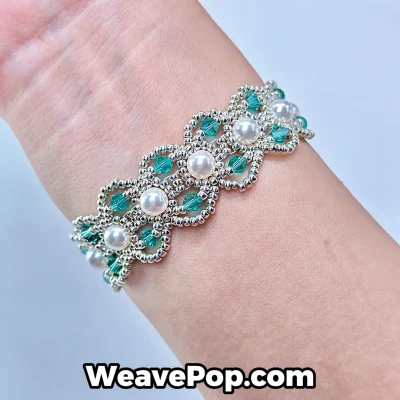 Beaded pearl bracelet from bead bracelet kit B057 worn on wrist