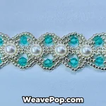 Close-up of pearl and bicone bead details in bead bracelet kit B057
