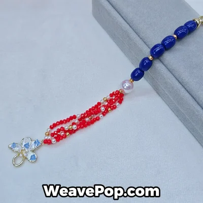 bead bracelet kit flower charm design flat lay b058