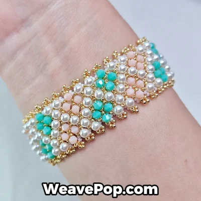 bead bracelet kit B059 white worn on wrist