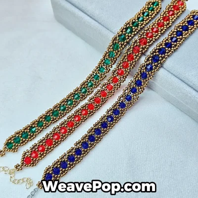 Bead bracelet kit B060 with red, blue, and green color options