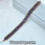 Blue structured beaded bracelet flat lay