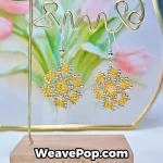 Yellow flower beaded earrings hanging – E004 earring making kit