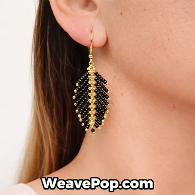 black angel feather seed bead earrings earring making kit e006
